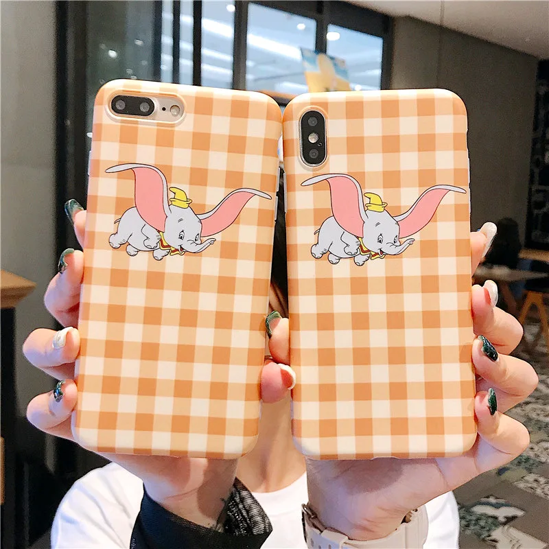 Applicable Korean Style INS Cute Dumbo iphonexax Phone Case iPhone 8/7 Plus/XR Plaid 6s Love