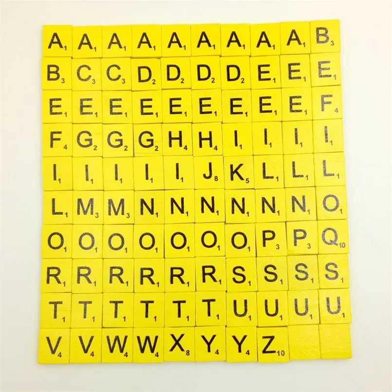 100 Wooden Alphabets Scrabble Tiles Black Letters Numbers Craft Wood Valuabe Amazing Learning Toys 30AG09 (2)