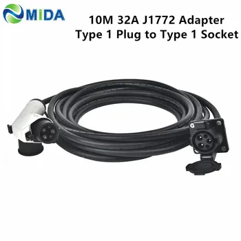 

DUOSIDA EV Adapter 5M 10M 32Amp EVSE J1772 Plug EV Charger Type 1 EV Plug to Type 1 EV Socket EV Adaptor Car Charging