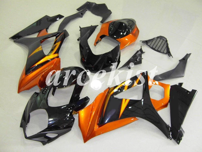 ABS мотоцикл обтекатели комплект подходит для Suzuki GSX-R1000 K7 2007 2008 GSXR1000 07 08 Кузов Набор черный оранжевый