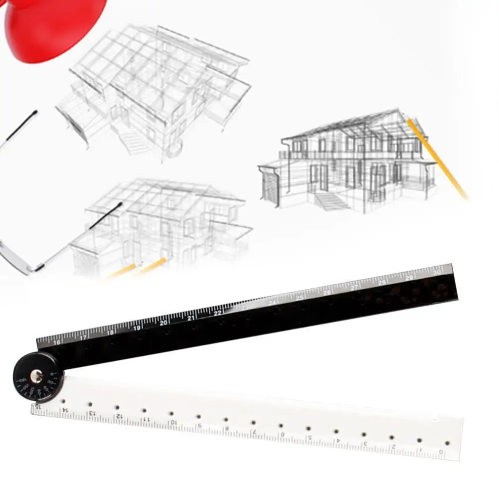 Reglas rectas plegables de plástico blanco y negro, reglas de dibujo, diario, regalo escolar, material de papelería para estudiantes, herramientas, 1 ud.