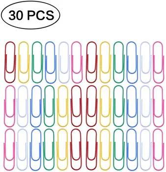 

Lvcky 30Pcs Plastic Coated Paperclips Coloured Paper Clips Large 100mm for Office Supplies Assorted Colors