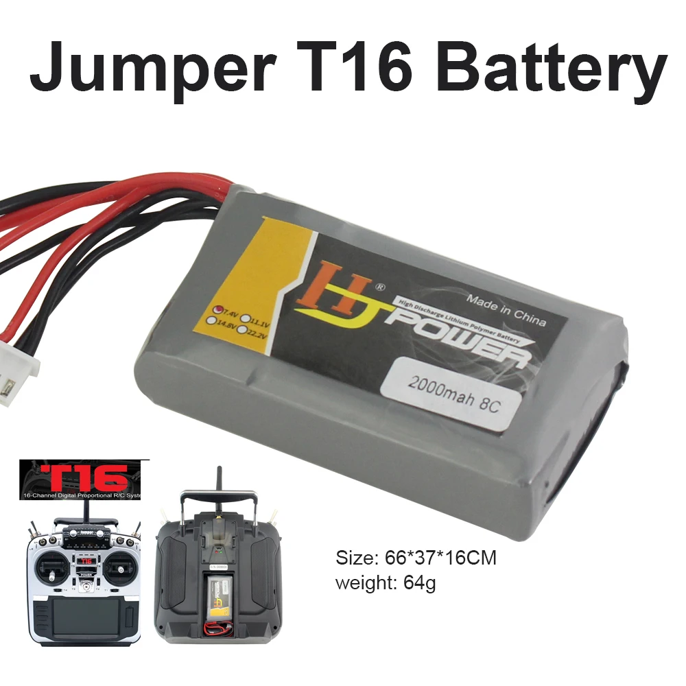 3000 mAh 7,4 V 2 S Lipo Batterie xt30 connecteur pour JUMPER Télécommande t12 t16 t18 