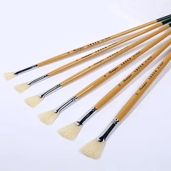 

6Pcs/set Fan Shaped Wolf Hair Paint Brushes Paint Brushes For Watercolor Supplies Watercolor Oil Paint Brush Set