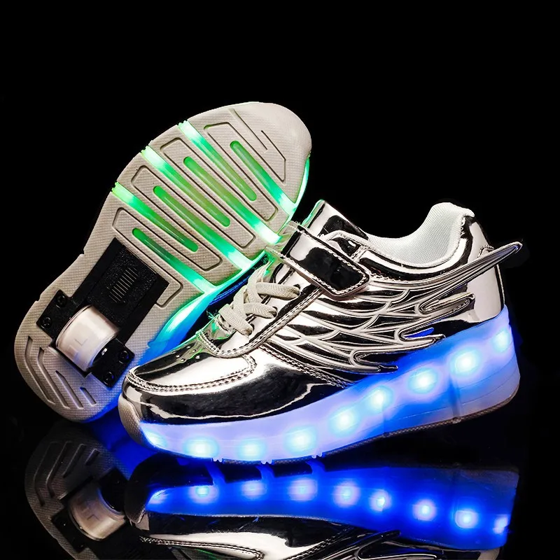 Heelys/светящаяся обувь с зарядкой от usb; кроссовки на колесиках; Светодиодный светильник; спортивные роликовые коньки для детей; обувь с подсветкой для мальчиков и девочек; 3540