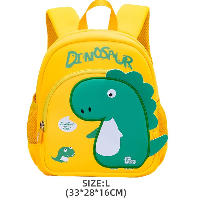 GREATOP New Children School Bags 3D Dinosaur Cartoon Kids Bag Cute Toddler School Boys Backpack Kindergarten Mochila Infantil C-Yellow-L