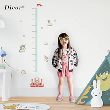 Настенные наклейки с изображением героев мультфильмов для детей комнаты Единорог Ростомер линейка виниловая Съемная стена наклейки Декорации для детских садов
