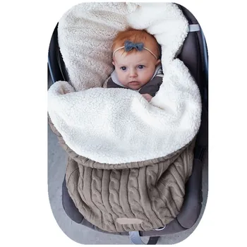 

Baby Sleeping Bag Envelope Winter Kids Sleepsack Footmuff For Stroller Knitted Sleep Sack Children Newborn Knit Wool kid sleep