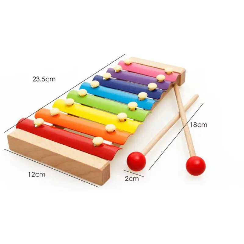 Xylophone 8 клавиш клавиатура из нержавеющей стали деревянная ручная стук музыкальные ударные инструменты Развивающие игрушки для детей AHPU