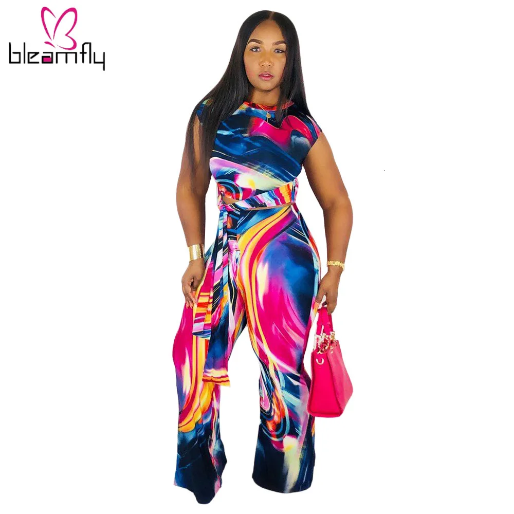 Новинка 2019 женский летний костюм из двух предметов: футболка с принтом Tie Dye и