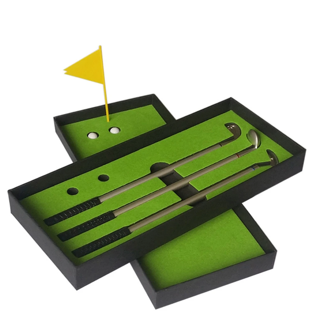 

Golf Pen Set Mini Course Souvenirs Pole Shape Gift Writing Tools Office Ballpoint Stationery Home Decor Desktop Clubs With Flag