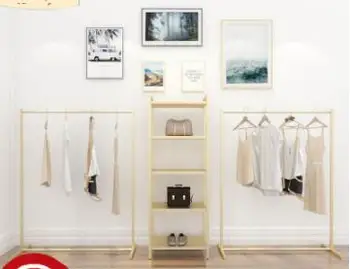 

New clothing store display rack wedding display rack men and women clothes floor hanger simple Nakajima side hanging gold 002