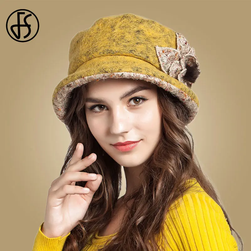 Женская шерстяная Панама с широкими полями FS складывающаяся шапка цветами