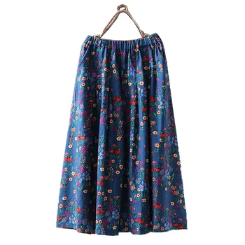 

Floral Print Women Skirt High Waist New Spring Summer Female Midi a-line Skirts Ladies Elastic Waist Farmhouse Style Skirts 2020