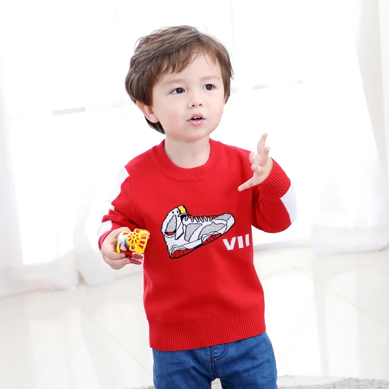 

Cartoon Sweater 2019 Childrenswear Sweater BOY'S Autumn And Winter New Style Versatile Double Layer Sneakers Word Sweater Coat