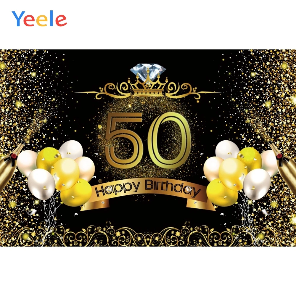 Yeele золотые шары точки лента Happy 50 подарок на день рождения постер портрет фото