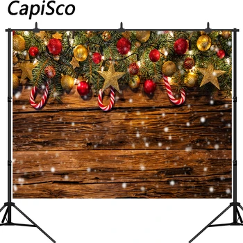 

Capisco Christmas Wooden Board Light Star Branch Baby Photography Background Customized Photographic Backdrop For Photo Studio