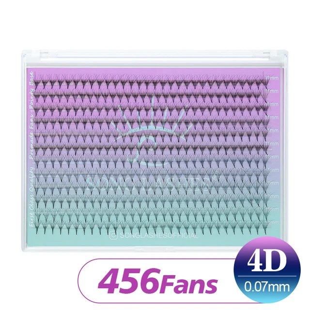 Song Lashes Pointy Base Promade Fans Eyelash Extension Sharp Thin Pointy Base Promade Volume Fans Eyelashes8D 10D 12D 4D-0.07-456 fans