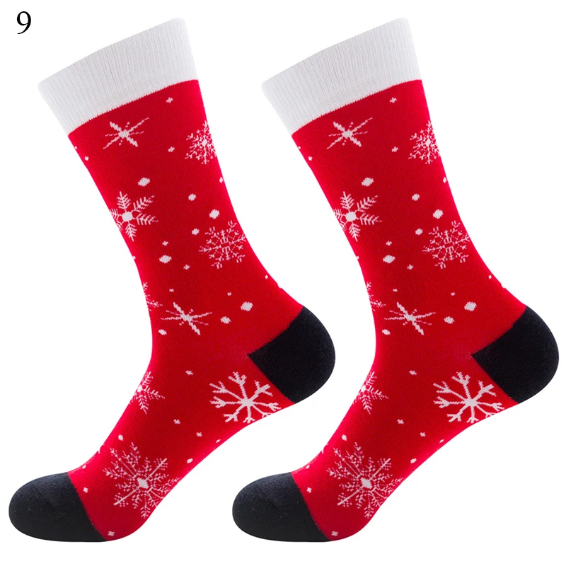 Cotton Christmas Socks Women Men Autumn Winter New Year Santa Claus Christmas Tree Snow Elk Socks Happy Gift New - Цвет: 9