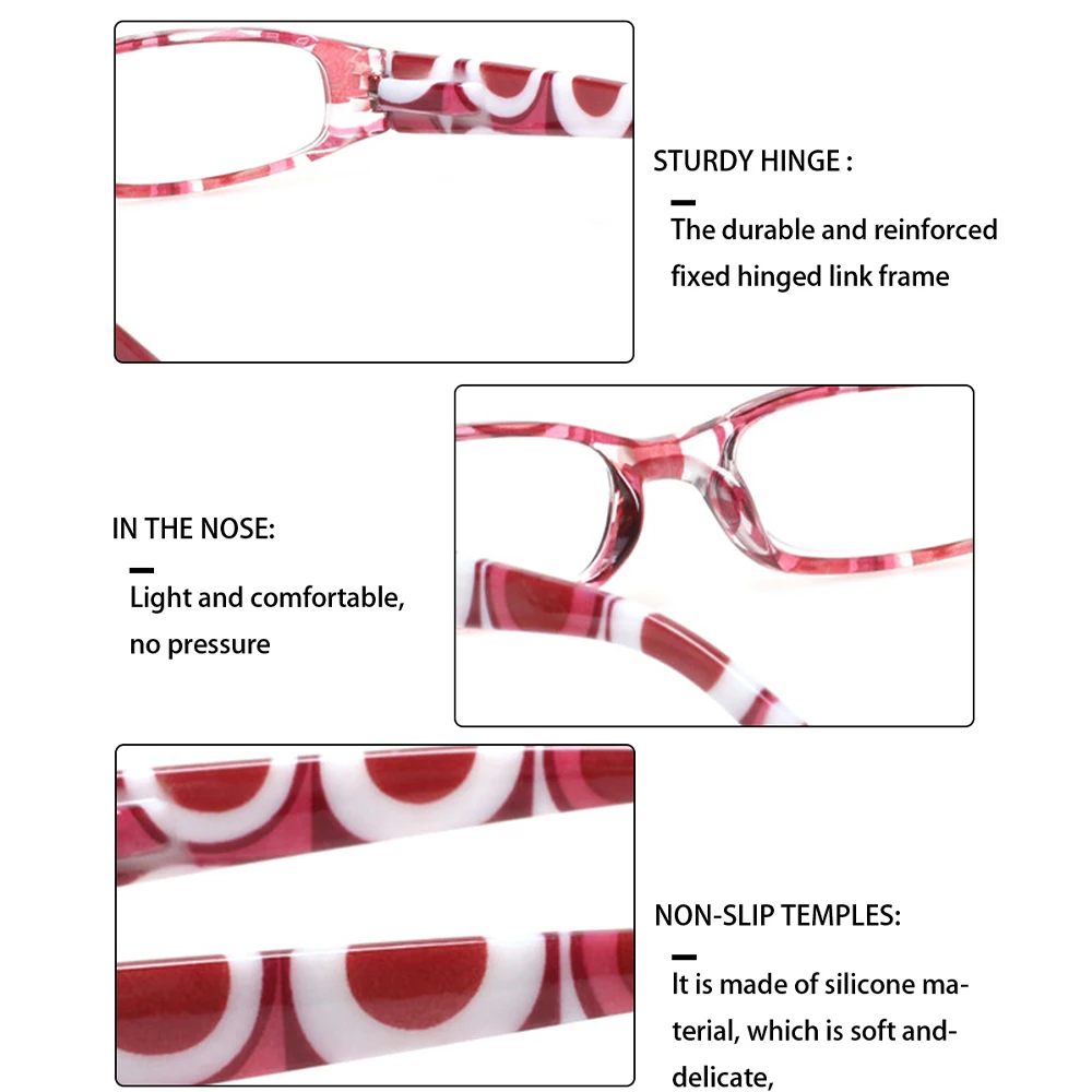 Henotin Reading Glasses Spring Hinge Women's with Pattern Print Decorative Eyeglasses HD Prescription Eyewear 0~600 4