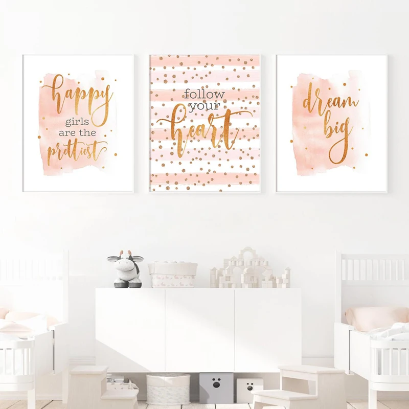 Teen-Girls-Nursery-Wall-Art-Pictures-Canvas-Painting-Rose-Gold-Positive-Quote-Prints-Nordic-Poster-G (1)