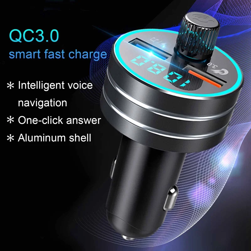 

Lcyonger Car Bluetooth FM Transmitter Wireless Handsfree Radio MP3 Player Dual USB Phone Quick Charging Adapter Mutifunctional