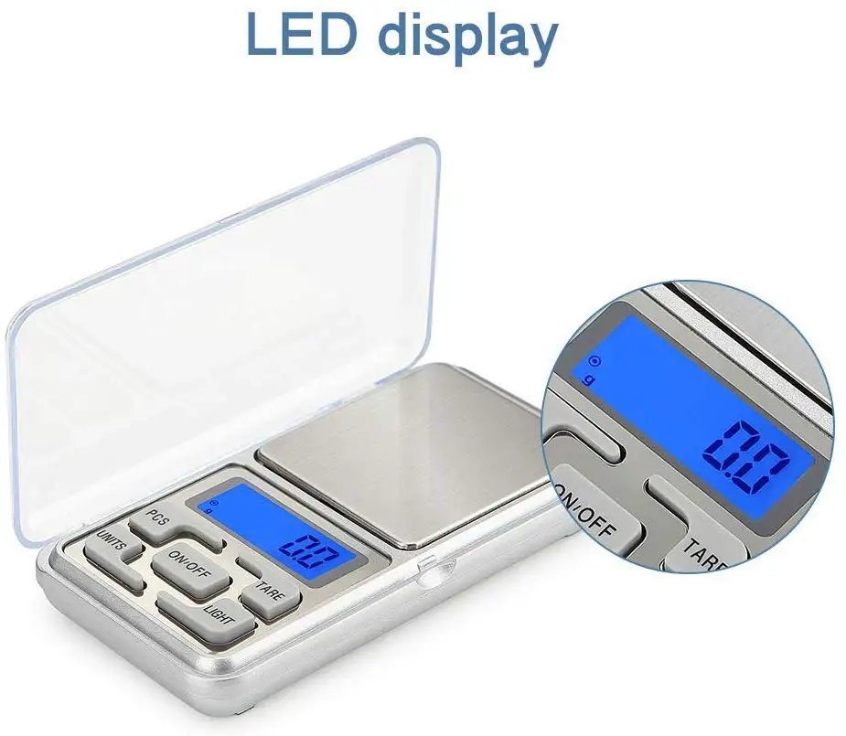 Mini Digital Scale 100/200/300/500g 0.01/0.1g High Accuracy Backlight Electric Pocket For Jewelry Gram Weight For Kitchen Scale