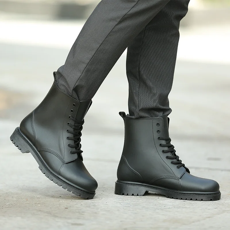 

Fashion Sportsman Europe And America Martin Rain Boots Men's Dull Polish Anti-slip Wear-Resistant Rain Boots PVC Rubber Shoes Ca