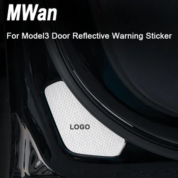 

4 PCS For Tesla Model3 Car Door Reflective Warning Stickers Reflective Strips Waterproof Night Driving Safety Lighting Luminous