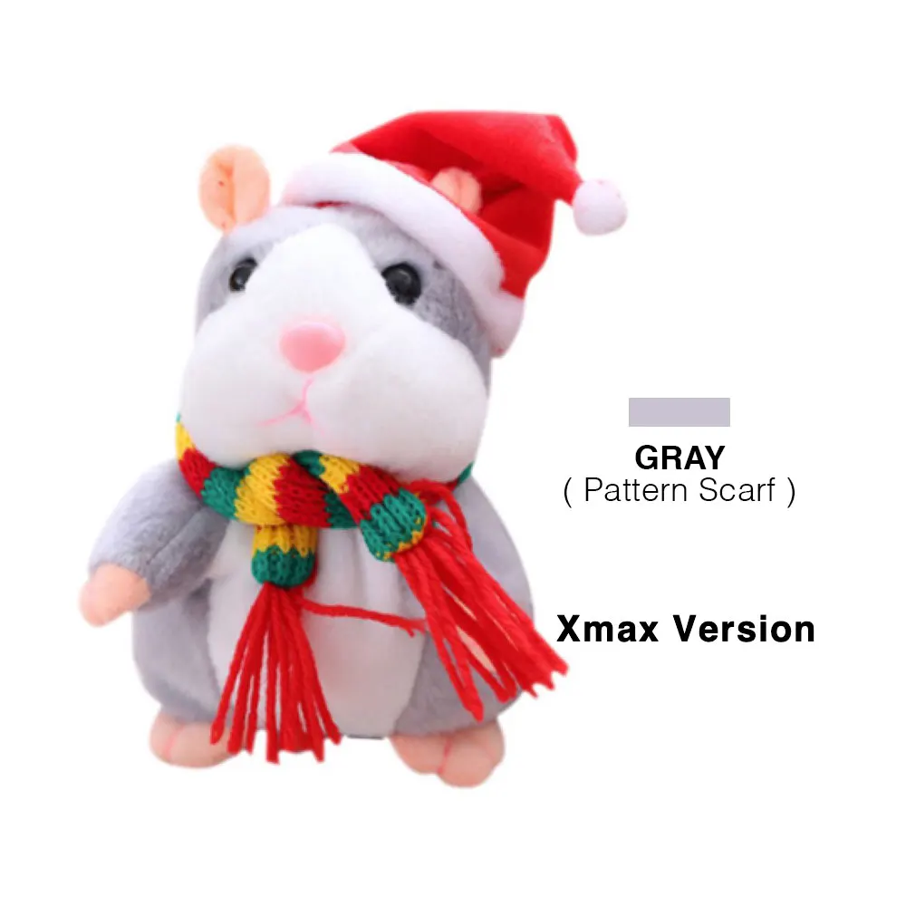 Enjoybay, милый говорящий хомяк, плюшевые игрушки, электронные говорящие Домашние животные, говорящая звуковая запись, повторяющаяся плюшевая игрушка, забавная развивающая игрушка для детей - Цвет: P Scarf Gray