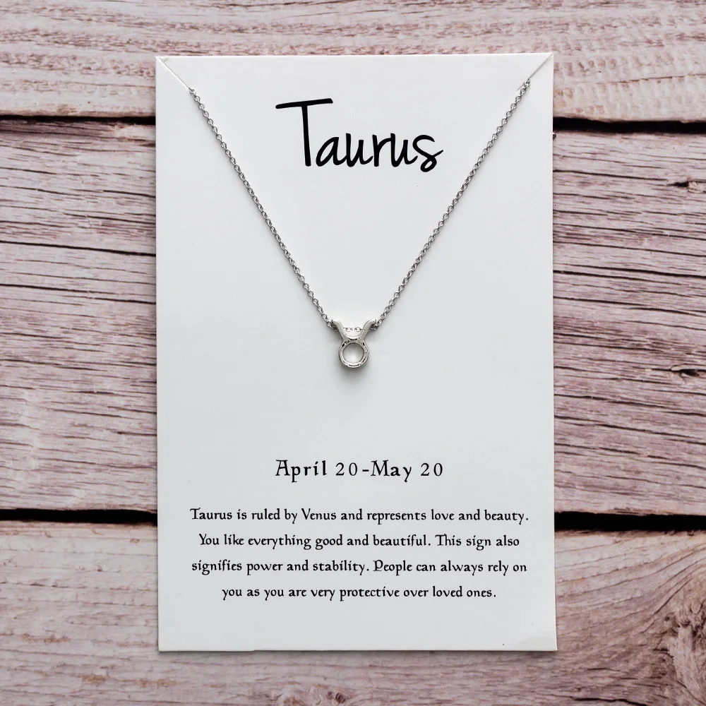 Silver Taurus Модная Звезда Знак зодиака 12 Созвездие Ожерелье s& ожерелье с подвесками для женщин длинное цепное ожерелье Бижу femme - Окраска металла: Silver Taurus