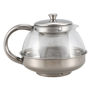 

600ml Stainless Glass Teapot Loose Infuser Coffee Tea Leaf Herbal Decor