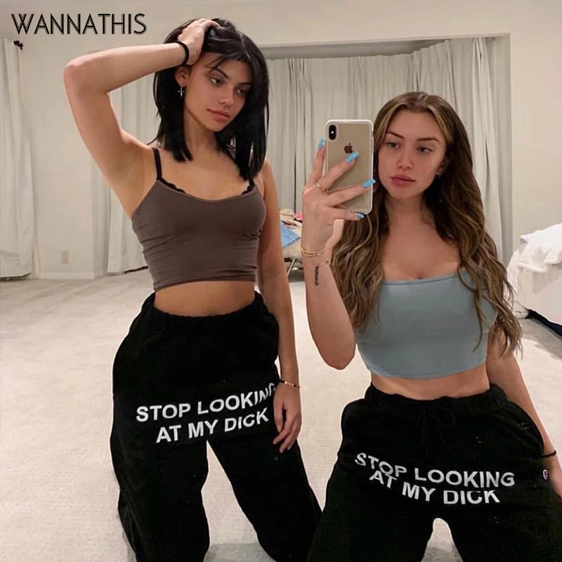 Wannathis/черные повседневные спортивные брюки с надписью в стиле хип хоп Свободные