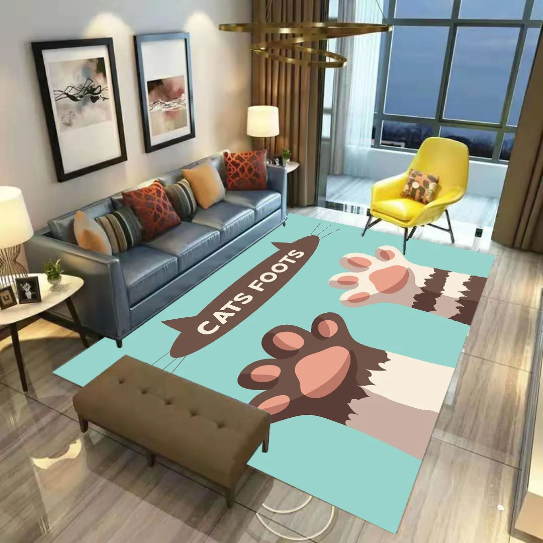 

Cat Foots Carpet Square Anti-Skid Area Floor Mat 3D Rug Non-slip Mat Dining Room Living Soft Carpet Kids Cartoon Game Mat 01