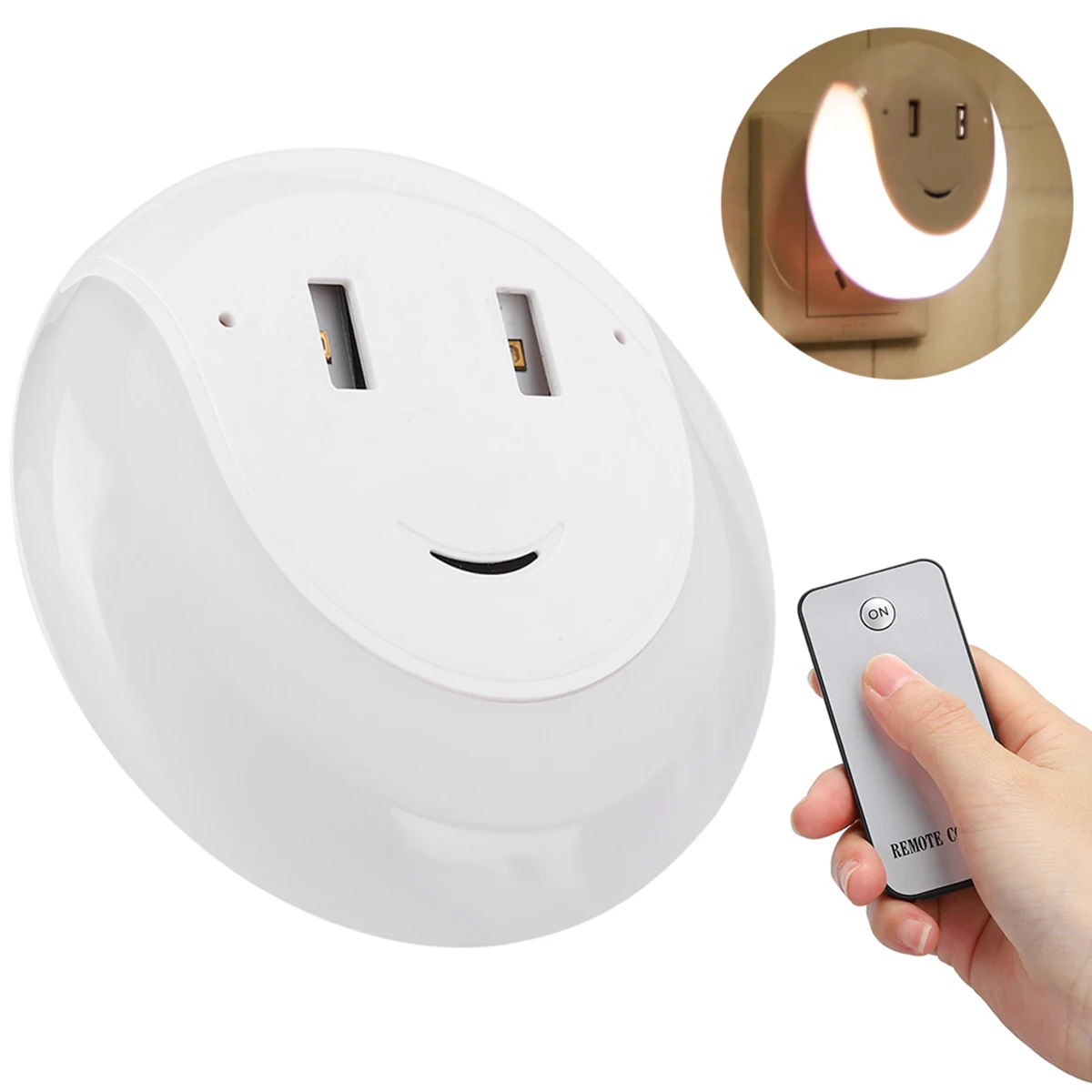 

Smart USB LED Night Light Transparent Lampshade Voice Control Wall Lamp With Remote Controller Living Room Bedroom Warm Light