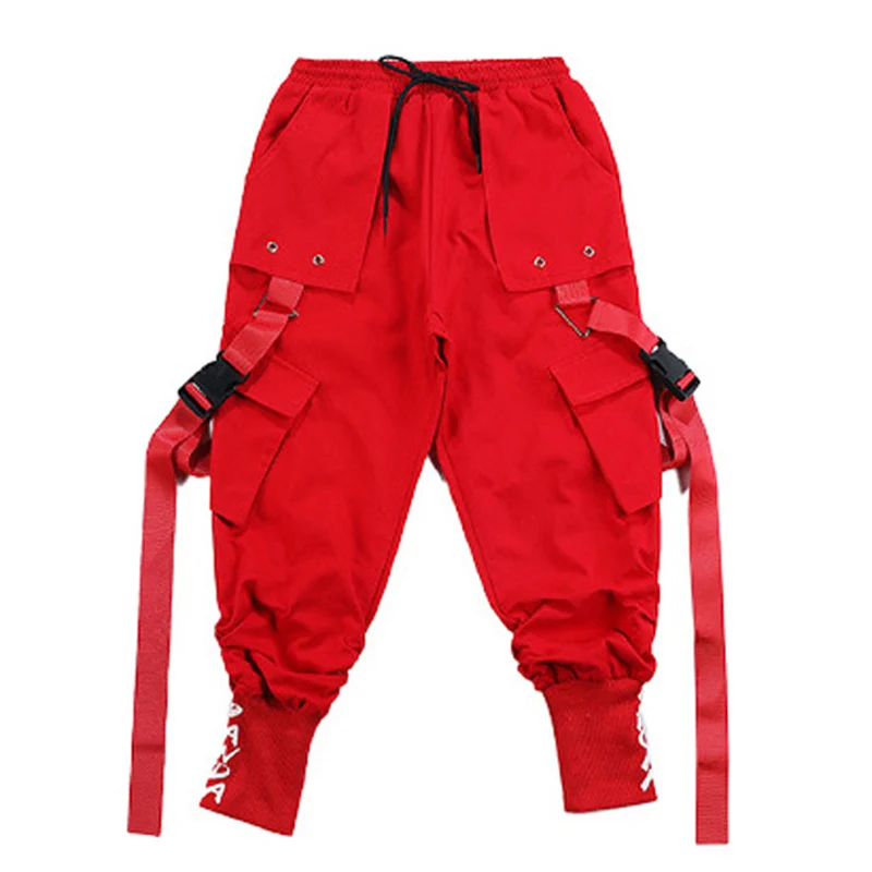 Hip Hop Jogger Tactical Cargo Pants Children Dance Costume for Girls Boys