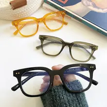 Корейский фирменный дизайн, синий светильник, очки, черная квадратная оправа для очков, для женщин, студентов, близорукость, очки для чтения, оправа с заклепками, очки