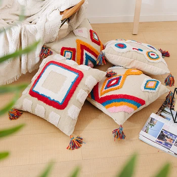 

Boho Style Handmade Decorative Pillowcases Throw Pillow Case Striped Pillowcase Home Decorations Body Pillow Travel Pillow