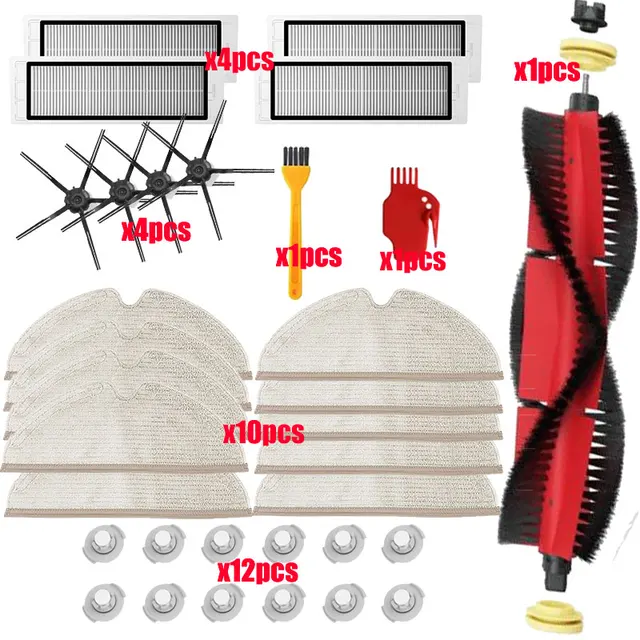 For Xiaomi Roborock S5 Max S6 S50 S51 S55 Vacuum Cleaner Part Accessories HEPA Filter + Side Brush + Main Brush + Mop Cloths P