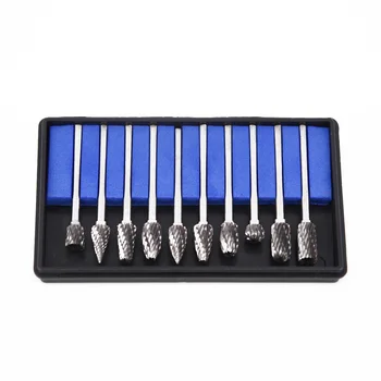 

10pcs Long Reach Rotary Burr Double Cut Tungsten Carbide Bit Set 3/6mm Shank
