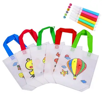 

Non-woven Fabrics DIY Graffiti Non-woven Tote Bag Beads Color Filling Marker Pen Kid Education Toy for kids Handicraft toys