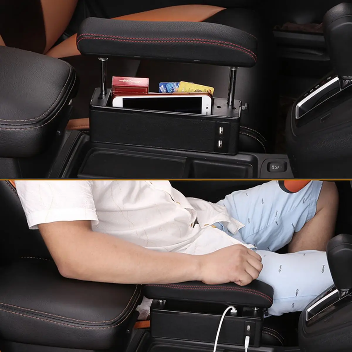 Autoleader Универсальный лидер ящик для хранения в подлокотнике автомобиля с 4USB портом регулируемая высота автомобиля подлокотник коврик автомобильный центр консоль подлокотник