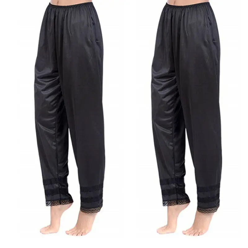 3 Colors Women‘s Soft Slip Liner Pajamas Sleepwear Night Bottoms Lounge Pants Plus Size M-2XL