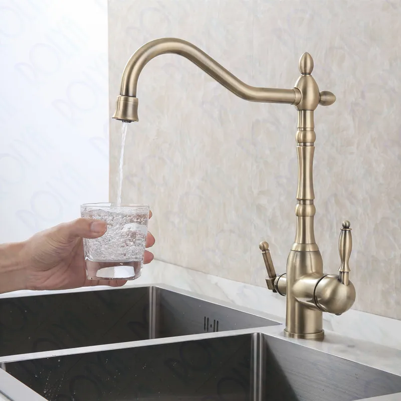bronze 3 way water filter taps 4