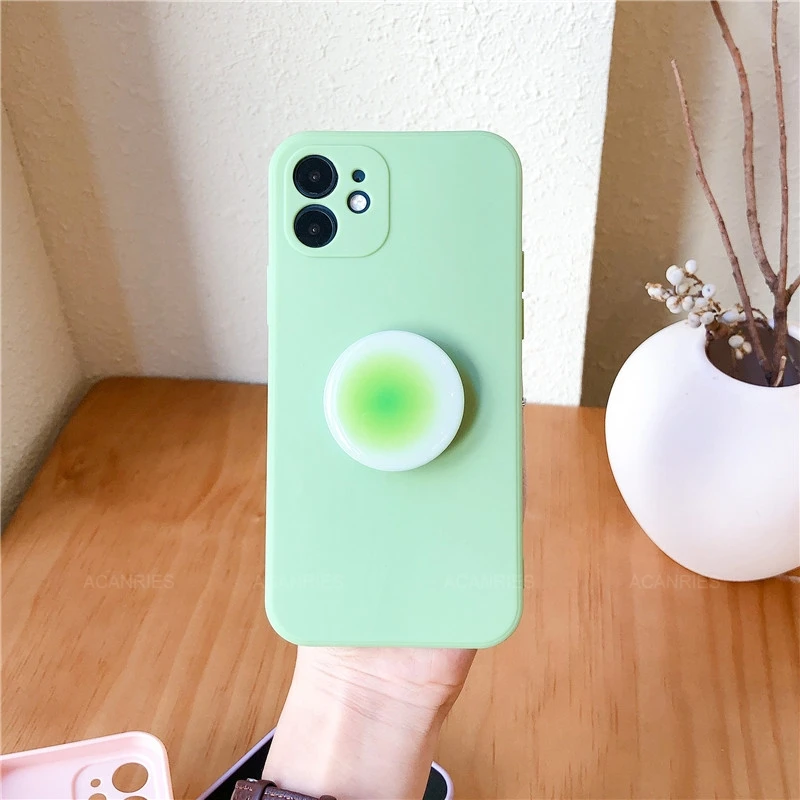 Gradient Square Phone Holder Case On For Samsung Galaxy S21 S20 Fe Ultra Plus Lite 5g S 21 20 S30 Girl Cute Stand Silicone Cover