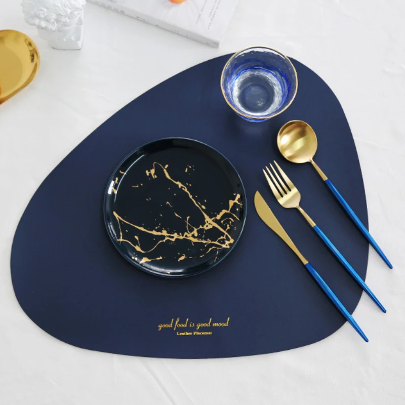 Placemat Table Solid Color Coasters Mat Tableware Pad PU Leather