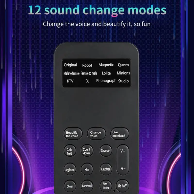 Mini tarjeta de sonido con micrófono cambiador de voz, 12 modos de cambio de sonido, para teléfono, ordenador, PC, máquina de juego