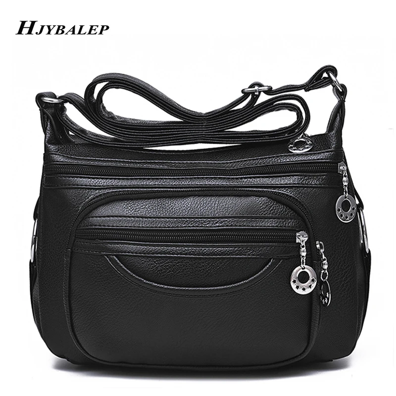 

Women Messenger Bag Ladies Casual Hobos Crossbody Bags Soft Washed PU Leather Shoulder Bag Female Handbag Zipper Decoration