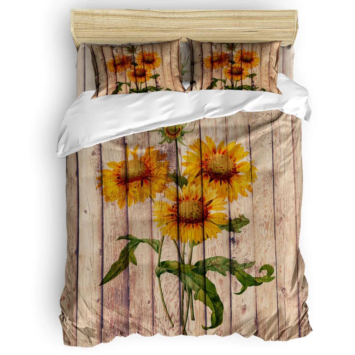 

Sunflower Rustic Vintage Duvet Cover Set View of Folkloric Serape 4 Piece Bedding Set