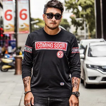 

Men's Long Sleeve Round Neck Sweatshirt Plus Size Tide Brand Korean Top Print